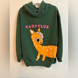 H&M Green Hoodie with Deer and Camp Club Design 6-8 years